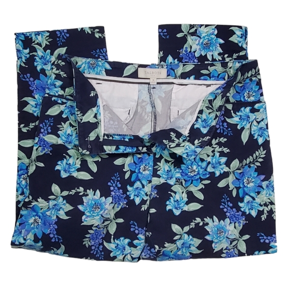 Talbots Blue Floral Print Classic Cropped Pants Size 10 - Picture 6 of 15